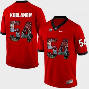 Georgia Bulldogs Brandon Kublanow Jersey Men #54 Red Pictorial Fashion