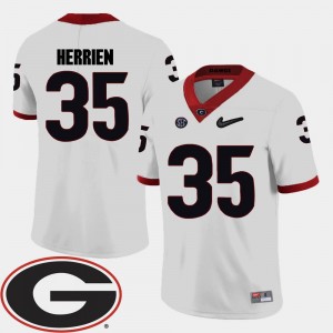 Georgia Bulldogs Brian Herrien Jersey College Football #35 2018 SEC Patch White For Men's