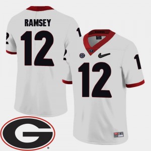Georgia Bulldogs Brice Ramsey Jersey #12 For Men College Football 2018 SEC Patch White