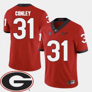 Georgia Bulldogs Chris Conley Jersey #31 College Football 2018 SEC Patch Mens Red