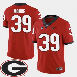 Georgia Bulldogs Corey Moore Jersey Mens Red #39 2018 SEC Patch College Football