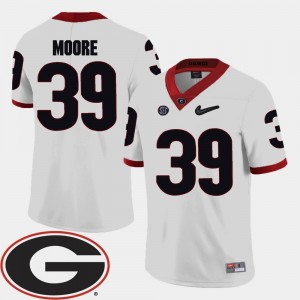 Georgia Bulldogs Corey Moore Jersey Mens College Football #39 White 2018 SEC Patch