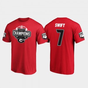 Georgia Bulldogs D'Andre Swift T-Shirt #7 2019 SEC East Football Division Champions Mens Red