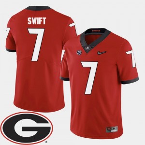 Georgia Bulldogs D'Andre Swift Jersey 2018 SEC Patch College Football #7 Red Mens