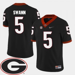 Georgia Bulldogs Damian Swann Jersey Black #5 Men's College Football 2018 SEC Patch