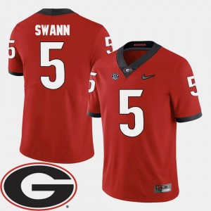 Georgia Bulldogs Damian Swann Jersey #5 Men's College Football 2018 SEC Patch Red