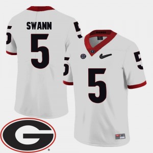 Georgia Bulldogs Damian Swann Jersey #5 College Football 2018 SEC Patch White Men's