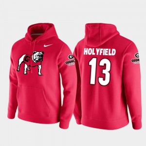 Georgia Bulldogs Elijah Holyfield Hoodie Red #13 Men's College Football Pullover Vault Logo Club