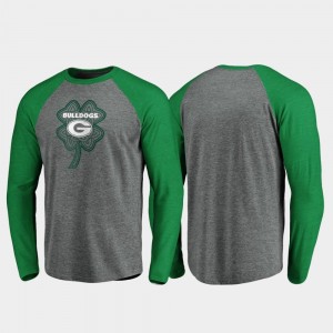Georgia Bulldogs T-Shirt Raglan Long Sleeve Celtic Charm Heathered Gray St. Patrick's Day Men's
