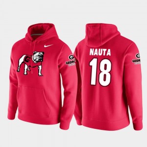 Georgia Bulldogs Isaac Nauta Hoodie #18 College Football Pullover Red Vault Logo Club Men's