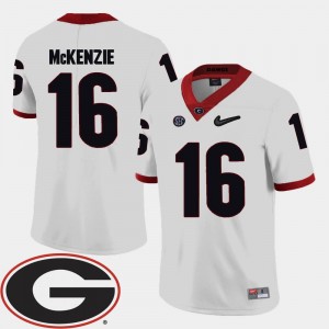 Georgia Bulldogs Isaiah McKenzie Jersey #16 Mens White 2018 SEC Patch College Football