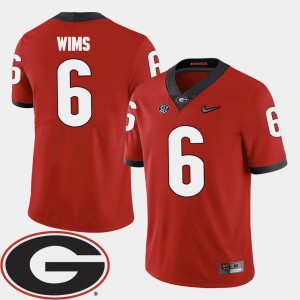 Georgia Bulldogs Javon Wims Jersey College Football 2018 SEC Patch Men's Red #6