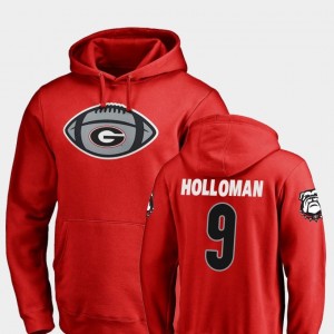 Georgia Bulldogs Jeremiah Holloman Hoodie Football Men's #9 Red Game Ball