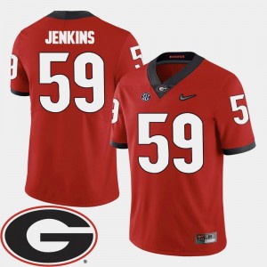 Georgia Bulldogs Jordan Jenkins Jersey #59 College Football For Men Red 2018 SEC Patch