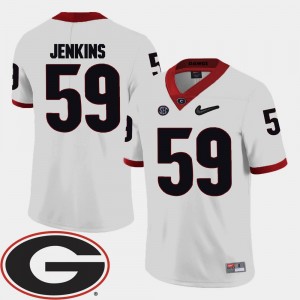 Georgia Bulldogs Jordan Jenkins Jersey College Football White Men's #59 2018 SEC Patch