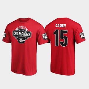 Georgia Bulldogs Lawrence Cager T-Shirt For Men's Red #15 2019 SEC East Football Division Champions