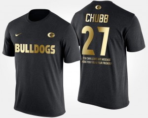 Georgia Bulldogs Nick Chubb T-Shirt Mens Black Gold Limited Short Sleeve With Message #27