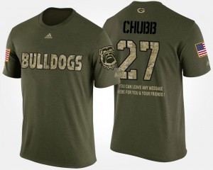 Georgia Bulldogs Nick Chubb T-Shirt Short Sleeve With Message #27 Camo Military Men's
