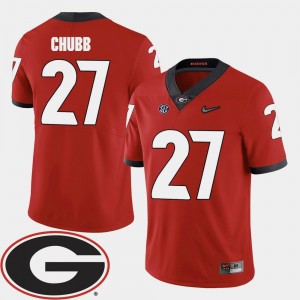 Georgia Bulldogs Nick Chubb Jersey College Football Men's Red #27 2018 SEC Patch