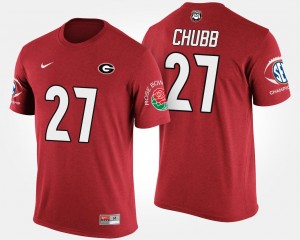 Georgia Bulldogs Nick Chubb T-Shirt Red #27 Southeastern Conference Rose Bowl Men's Bowl Game