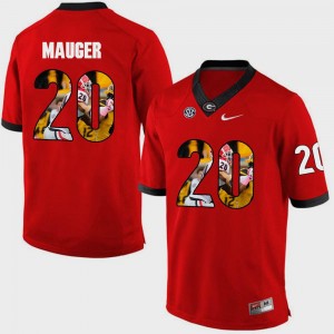 Georgia Bulldogs Quincy Mauger Jersey Red For Men #20 Pictorial Fashion