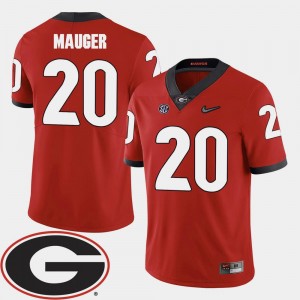 Georgia Bulldogs Quincy Mauger Jersey #20 For Men Red College Football 2018 SEC Patch