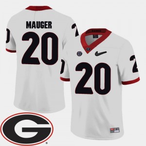 Georgia Bulldogs Quincy Mauger Jersey White College Football 2018 SEC Patch #20 For Men