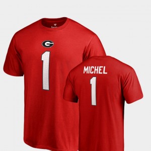 Georgia Bulldogs Sony Michel T-Shirt College Legends Mens #1 Name & Number Red