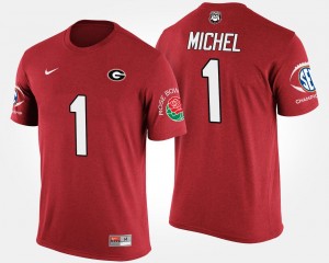Georgia Bulldogs Sony Michel T-Shirt Southeastern Conference Rose Bowl Men #1 Bowl Game Red