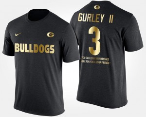 Georgia Bulldogs Todd Gurley II T-Shirt Gold Limited Black #3 Short Sleeve With Message Mens
