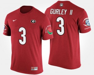Georgia Bulldogs Todd Gurley II T-Shirt Men's Bowl Game #3 Southeastern Conference Rose Bowl Red