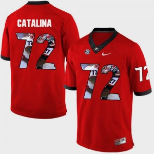 Georgia Bulldogs Tyler Catalina Jersey Pictorial Fashion Red #72 Mens