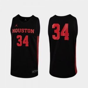 Houston Cougars Jersey Men Black Replica #34 College Basketball