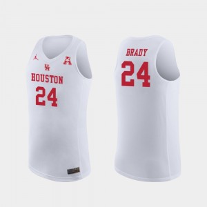 Houston Cougars Breaon Brady Jersey Men's College Basketball White #24 Replica