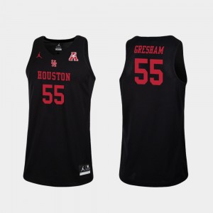 Houston Cougars Brison Gresham Jersey Black Mens Replica College Basketball #55