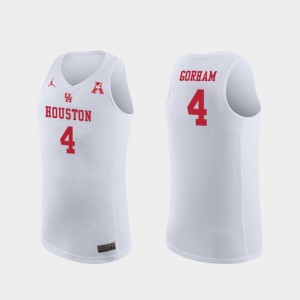 Houston Cougars Justin Gorham Jersey For Men College Basketball White #4 Replica