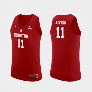 Houston Cougars Nate Hinton Jersey Red #11 For Men's Replica College Basketball