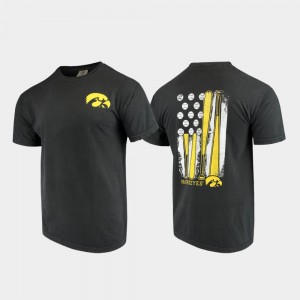 Iowa Hawkeyes T-Shirt Men Black Baseball Flag Comfort Colors