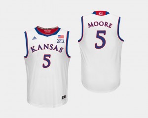Kansas Jayhawks Charlie Moore Jersey #5 White Men's College Basketball