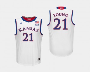 Kansas Jayhawks Clay Young Jersey #21 White College Basketball Men