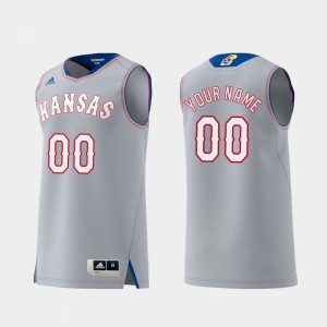 Kansas Jayhawks Customized Jerseys Replica #00 Swingman College Basketball Gray For Men's