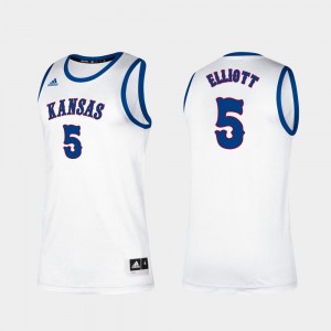 Kansas Jayhawks Elijah Elliott Jersey White Classic #5 Men College Basketball