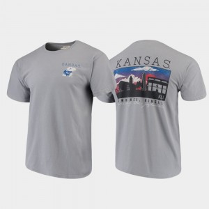 Kansas Jayhawks T-Shirt Gray Comfort Colors Campus Scenery For Men