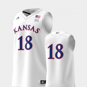 Kansas Jayhawks Jersey #18 White College Replica For Men's Basketball Swingman