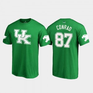 Kentucky Wildcats C.J. Conrad T-Shirt White Logo College Football St. Patrick's Day Men #87 Kelly Green
