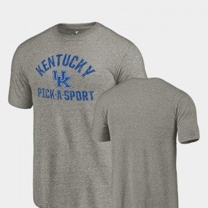 Kentucky Wildcats T-Shirt Tri-Blend Distressed For Men Gray Pick-A-Sport