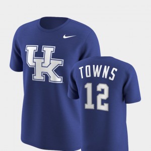 Kentucky Wildcats Karl-Anthony Towns T-Shirt Future Stars #12 Replica Men Royal