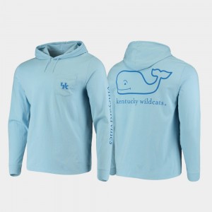 Kentucky Wildcats T-Shirt Hooded Long Sleeve Light Blue Whale Mens