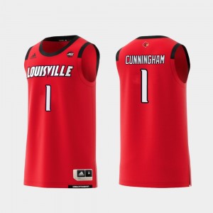 Louisville Cardinals Christen Cunningham Jersey Men's College Basketball #1 Red Replica