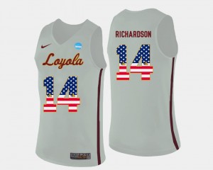 Loyola Ramblers Ben Richardson Jersey #14 US Flag Fashion Basketball For Men's White